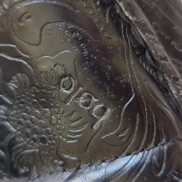 Bolo Etched Tooled Embossed Clog Wedge Nursing Shoes 9 Black - Picture 4 of 16